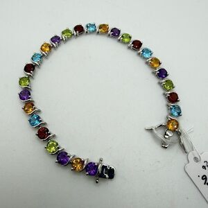 Multi‎ gemstone and sterling silver tennis bracelet!